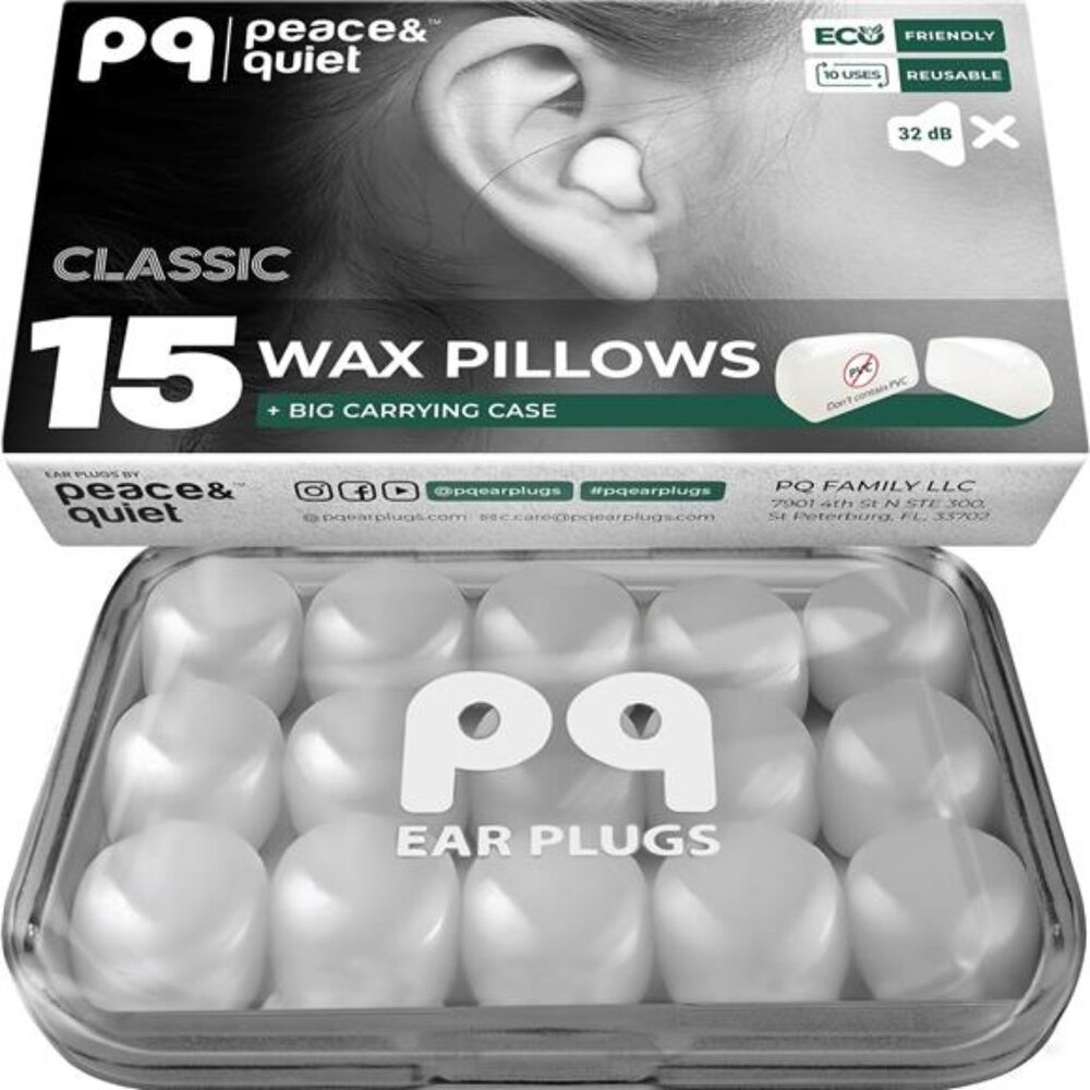 Wax Ear Plugs for Sleeping, Swimming - 15 Soft Noise Cancelling Silicone Gel